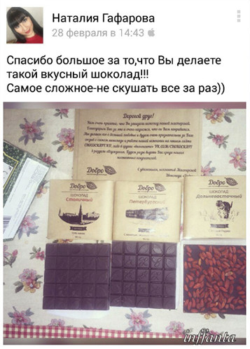Отзыв о натуральном шоколаде от мастерской “Добро”